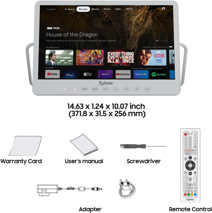 SYLVOX Tragbarer Fernseher 15,6 Zoll | Google TV, 10000 mAh Akku (6h Laufzeit) | IP66 Wasserdicht |
