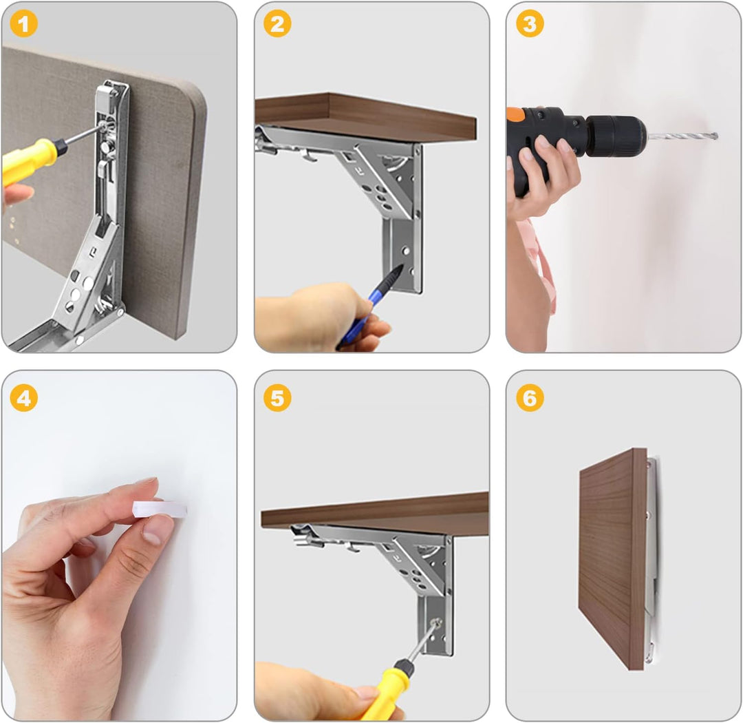 Klappkonsole 400MM, 2 Stück Klappkonsole Schwerlast, Edelstahl Klapptisch Wand, Klappregalhalterunge