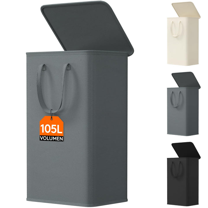 Lifewit 105L Wäschekorb mit Deckel, Wäschekorb Waschenkorbe Faltbar, Wäschesammler mit Griffen, Wäsc