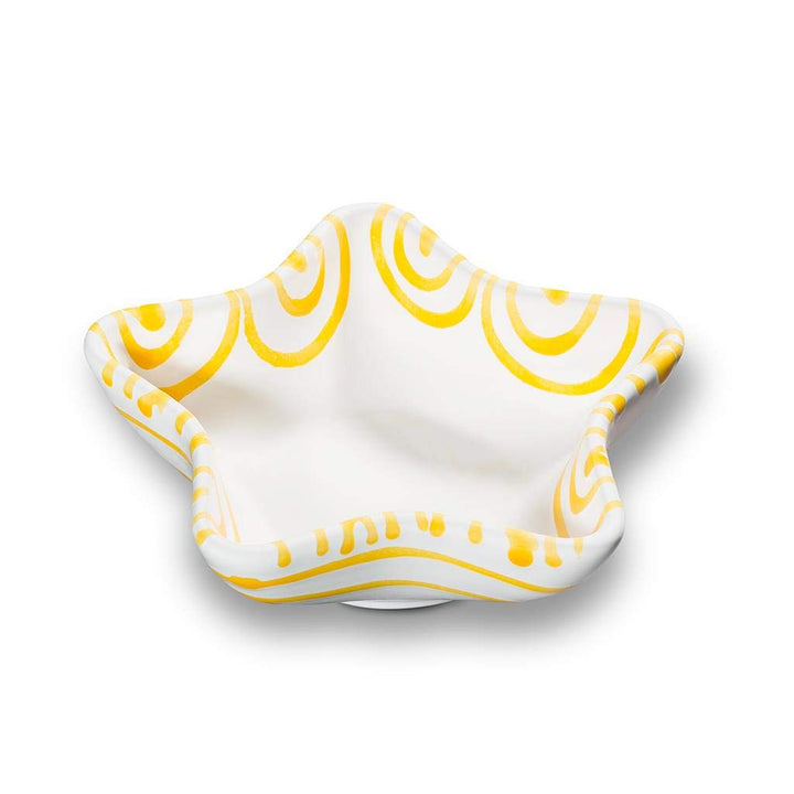 GMUNDNER KERAMIK Sternschale Stella Grösse: l= 14 cm x b= 14 cm x h= 3.9 cm Gelbgeflammt Geschirr, h
