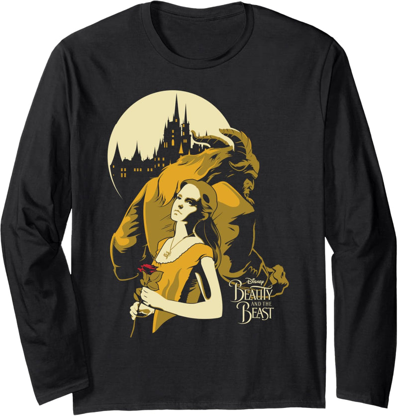 Disney Beauty And The Beast Belle And Beast Moonlit Portrait Langarmshirt