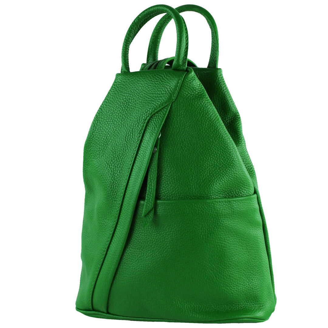 modamoda de - T180 - Damen Rucksack Tasche aus ital. Leder Blattgrün, Blattgrün
