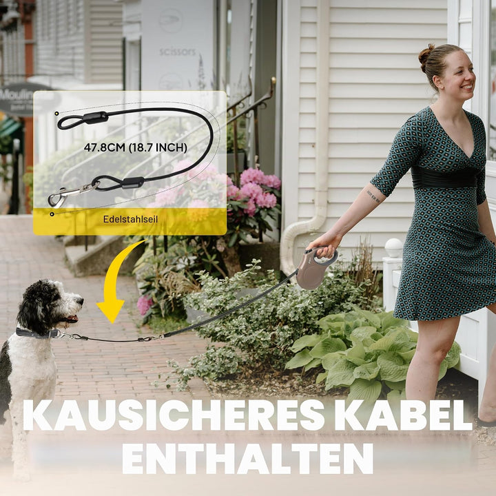 Fida Ausziehbare Hundeleine, 4,9 m, für kleine und mittelgrosse Hunde bis zu 20 kg, 360° verhedderun