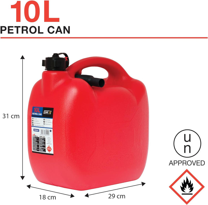 Sumex BIDON10 Benzinkanister, UN-Zertifiziert, mit biegsamem Einfüllschlauch, 10 Liter