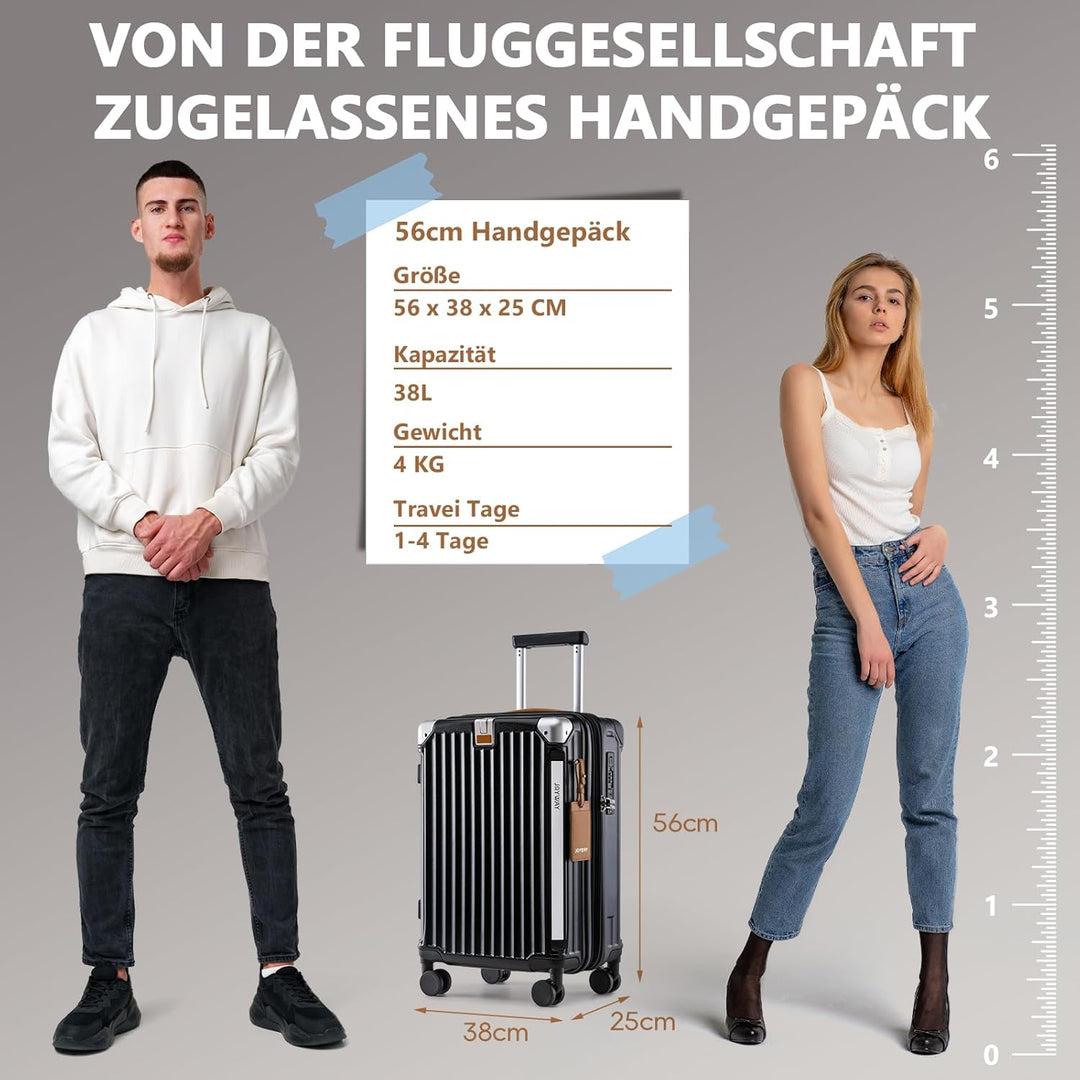Joyway Koffer Trolley Reisekoffer von ABS Hartschalen Trolley mit Getränkehalter und 4 Rollen TSA Sc