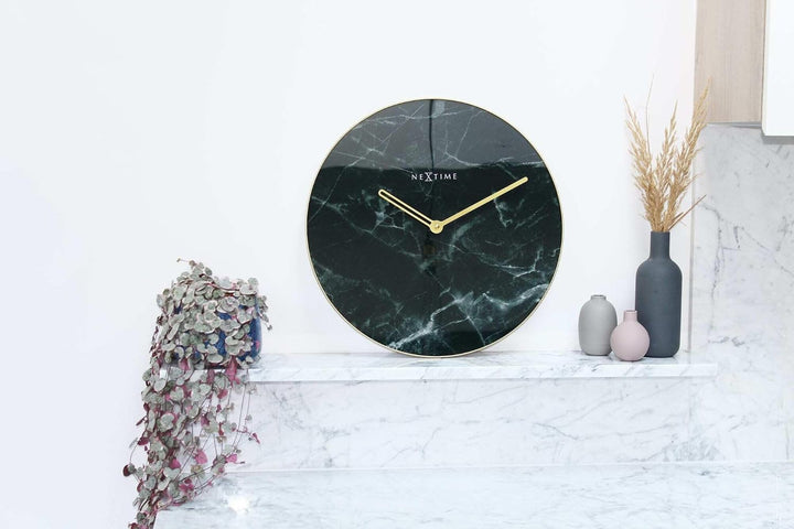 NeXtime Marble Wanduhren, Glas, Schwarz, Ø 40 cm