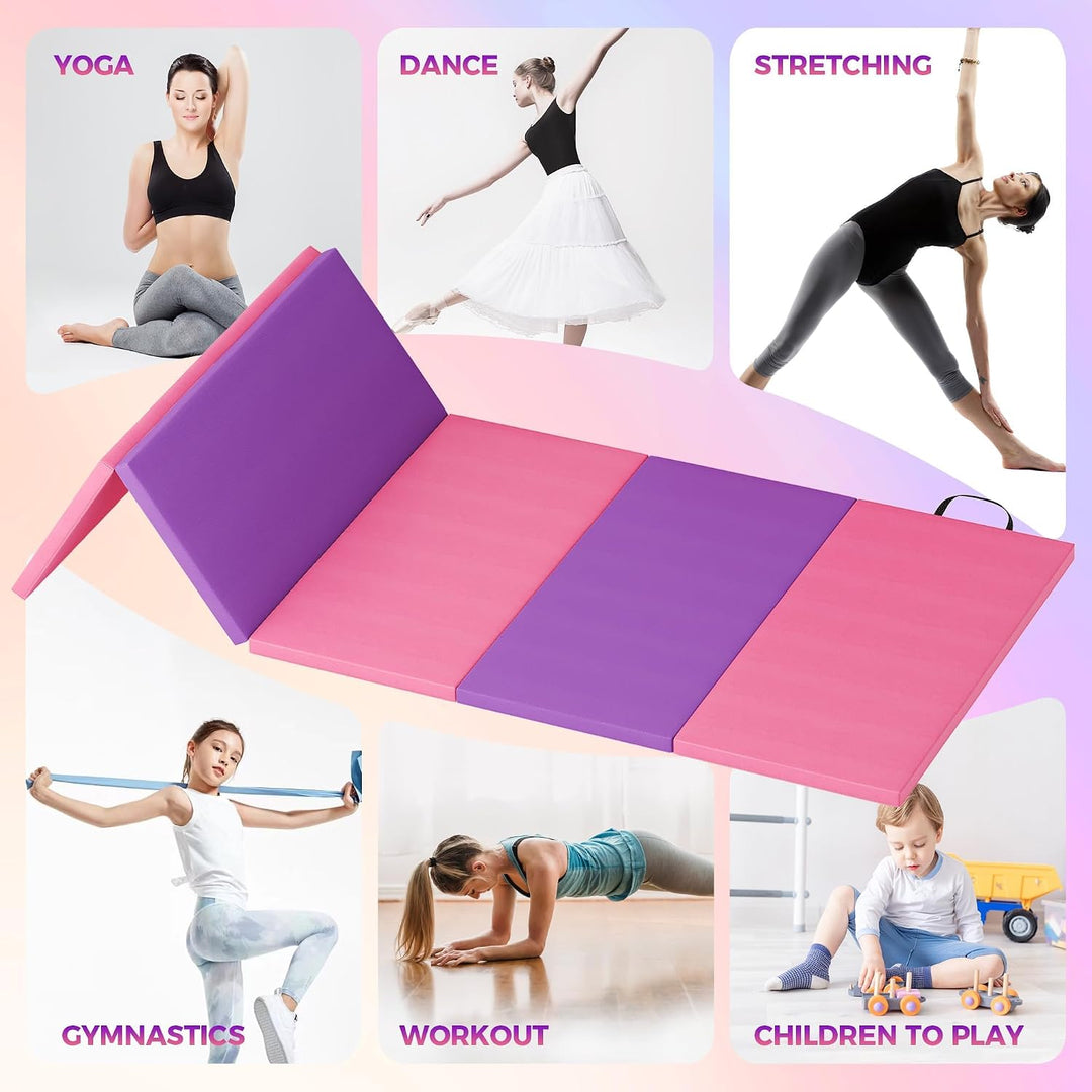 IDEALHOUSE Klappbare Turnmatte 180x60x5 cm, 4/5-Fach Faltbar, Rutschfeste PU&amp;EPE Gymnastikmatte Mit