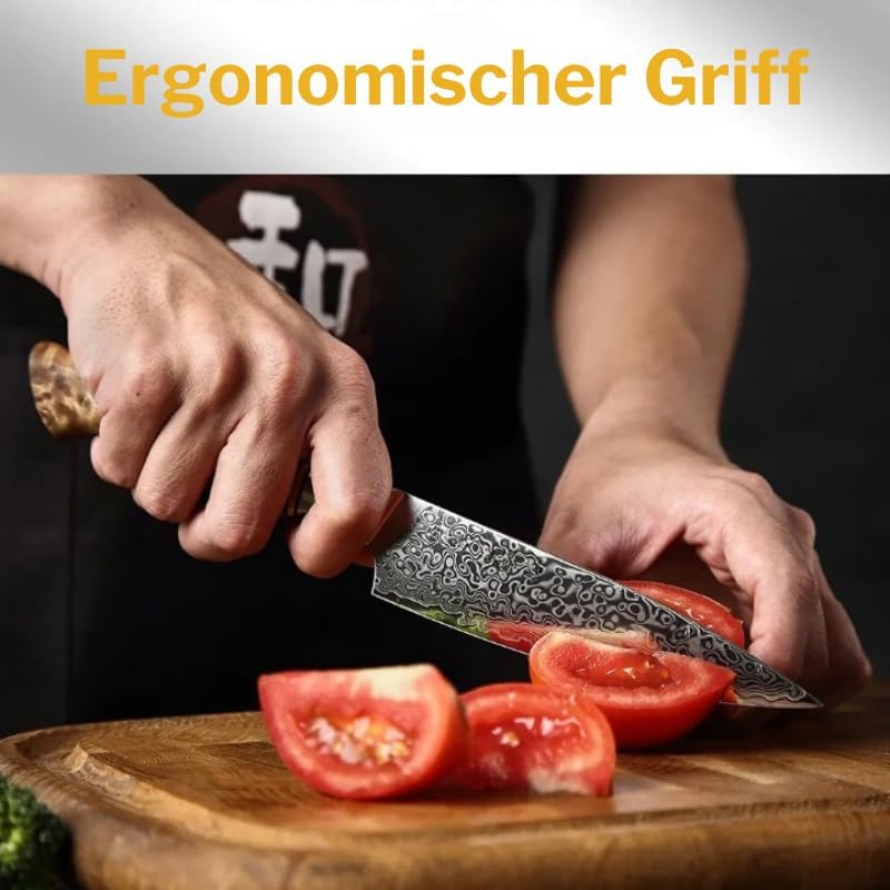 Hochwertiges Kochmesser aus VG10 Damaststahl - Professionelles Damast-Messer Mit Bergahorn-Griff 21
