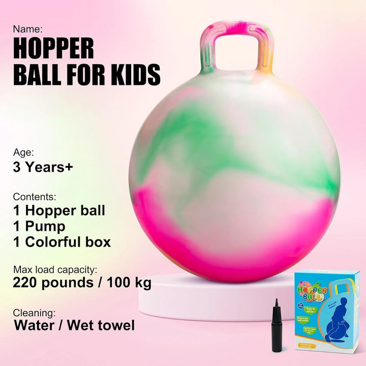 U&C Planet 50 cm Hüpfball Sprungball mit Griff, 100 KG belastbar Space Hopper mit Luftpumpe Spielzeu