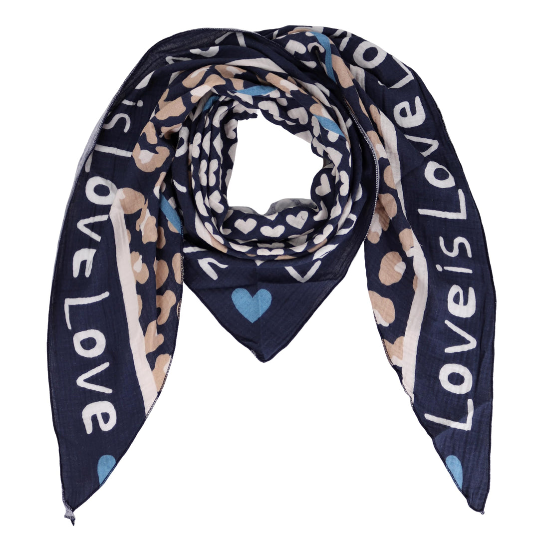 Damen Musselin Halstuch Made in Italy mit Leo Love Paisley Happy– Leichtes Dreieckstuch für Frühling