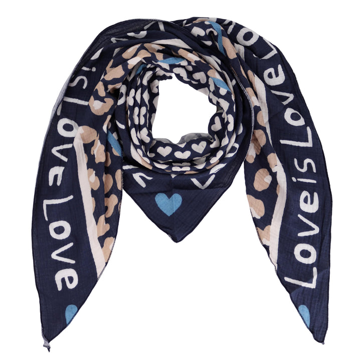 Damen Musselin Halstuch Made in Italy mit Leo Love Paisley Happy– Leichtes Dreieckstuch für Frühling