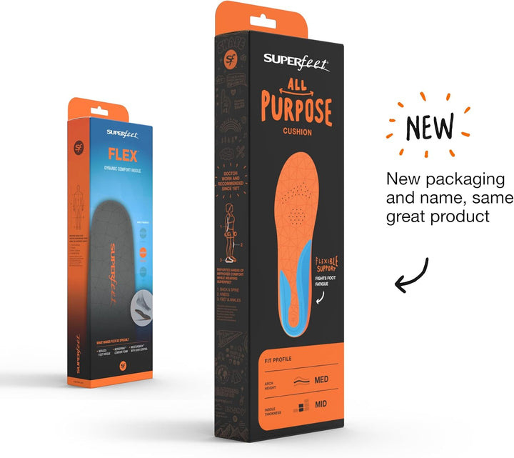 Superfeet FLEX Komfort Schuheinlagen, Einlegesohlen für Sportschuhe zur Polsterung und Unterstützung