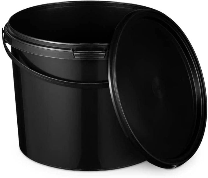 BenBow Eimer mit Deckel 5l Schwarz 50x 5 Liter - lebensmittelecht, stabil, luftdicht, auslaufsicher,