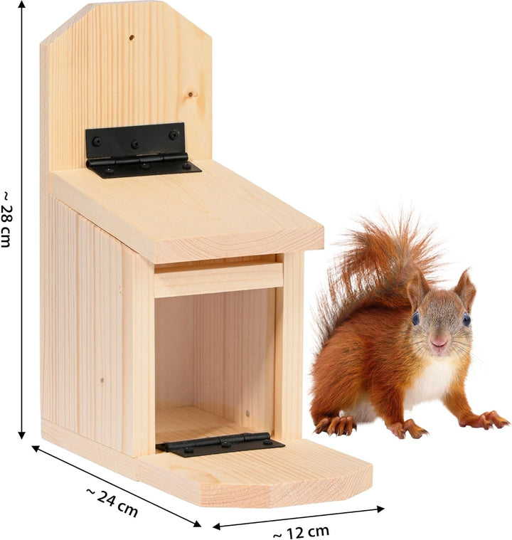 dobar® Eichhörnchen Futterstation - Eichhörnchen Futterhaus mit Acrylglasscheibe - Futterstelle mit