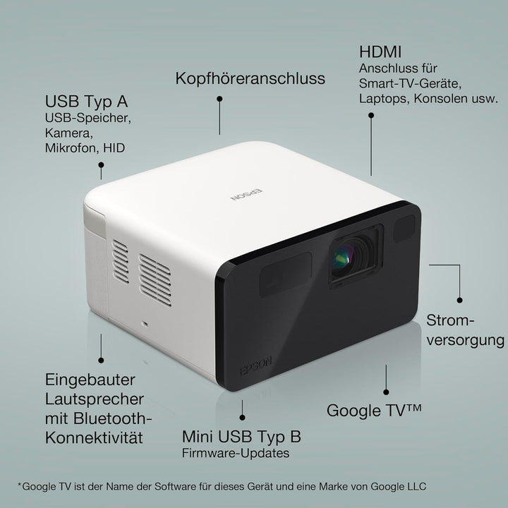 Epson EpiqVision EF-21W tragbarer Mini-Laserprojektor, Full-HD 1.080, 3LCD, 1.000 Lumen, bis zu 150-