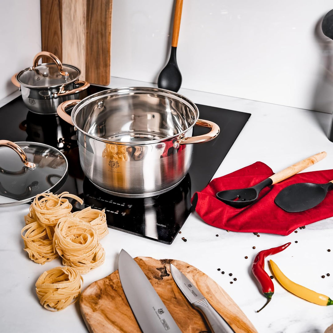 Kochtopf Induktion - 2L - Ø 18 cm - Edelstahl Topf mit Deckel für alle Herdarten Geeignet - Induktio