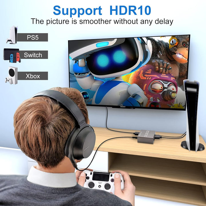 VEDINDUST 4K@60Hz HDMI Audio Extractor HDMI Audio Splitter zu HDMI Optisches mit 3,5-mm-Stereo HDMI