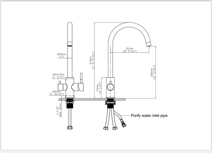 Drei-Wege-Wasserhahn 3 in 1 Armatur Küche Schwarz Wasserhahn Wasserfilter 1713