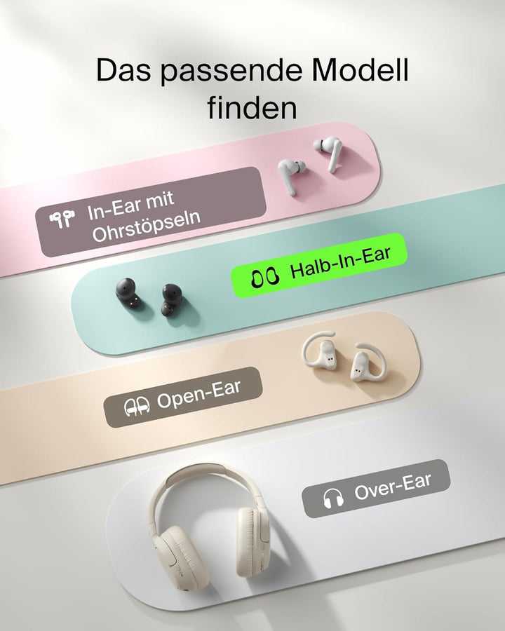 Belkin SoundForm Anywhere In Ear Kopfhörer Kabellos Bluetooth 6.0 für Seitenschläfer, Leicht, Komfor