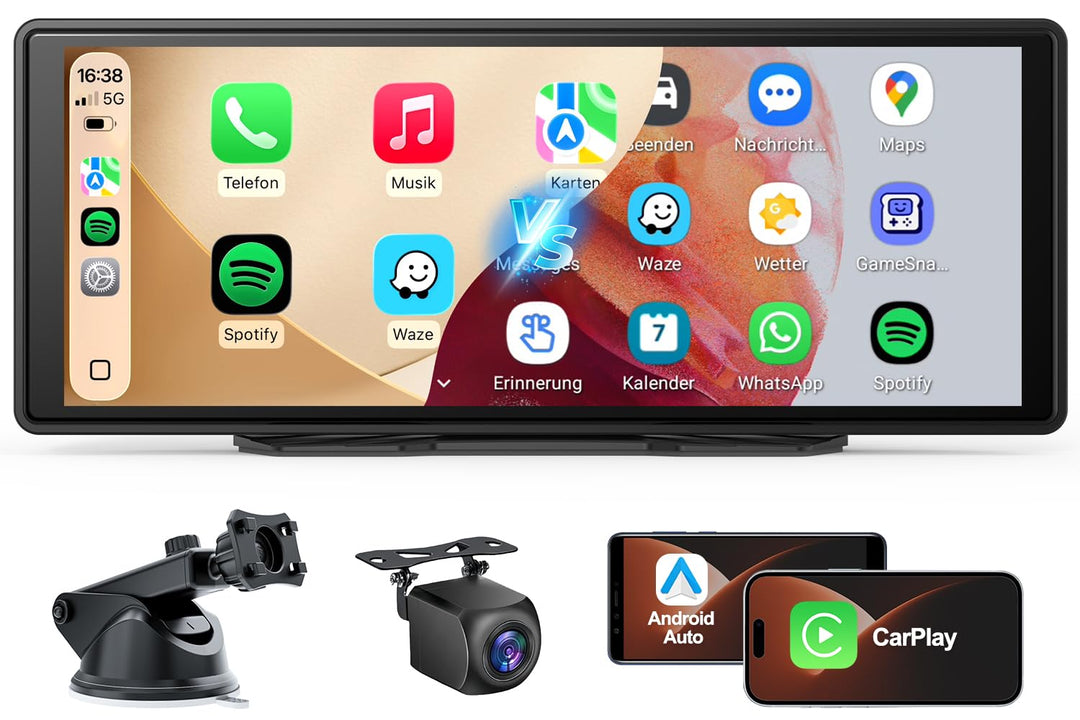 CarPlay Bildschirm, Wireless Android Auto Display mit GPS Navigationsgeräte, Bluetooth Freisprechein