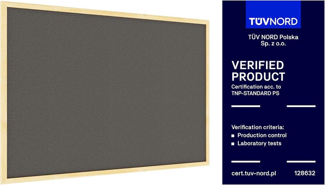 ALLboards Grau Pinnwand mit Holz Rahmen 90x60cm Korktafel Korkwand Pinnwand Kork Grau Oberfläche Kor