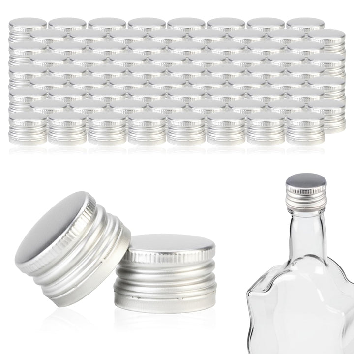 100 Stück Aluminium Schraubverschluss 28/18 mm Silber – Dicht, wiederverwendbar, Flaschenverschluss