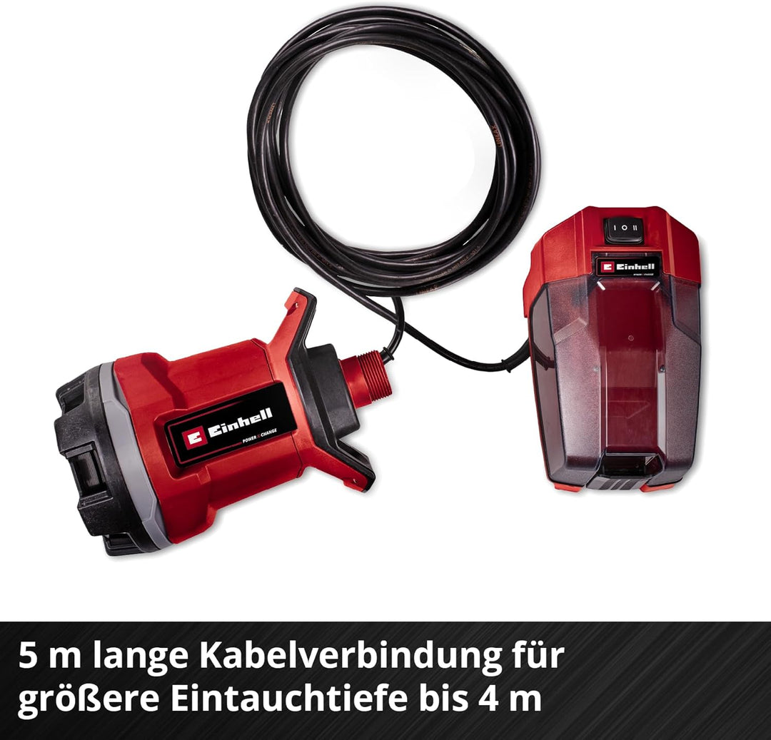Einhell Akku-Schmutzwasserpumpe GE-DP 18/25 Li-Solo Power X-Change (18 V, 7.500 L/h Fördermenge, 5 m