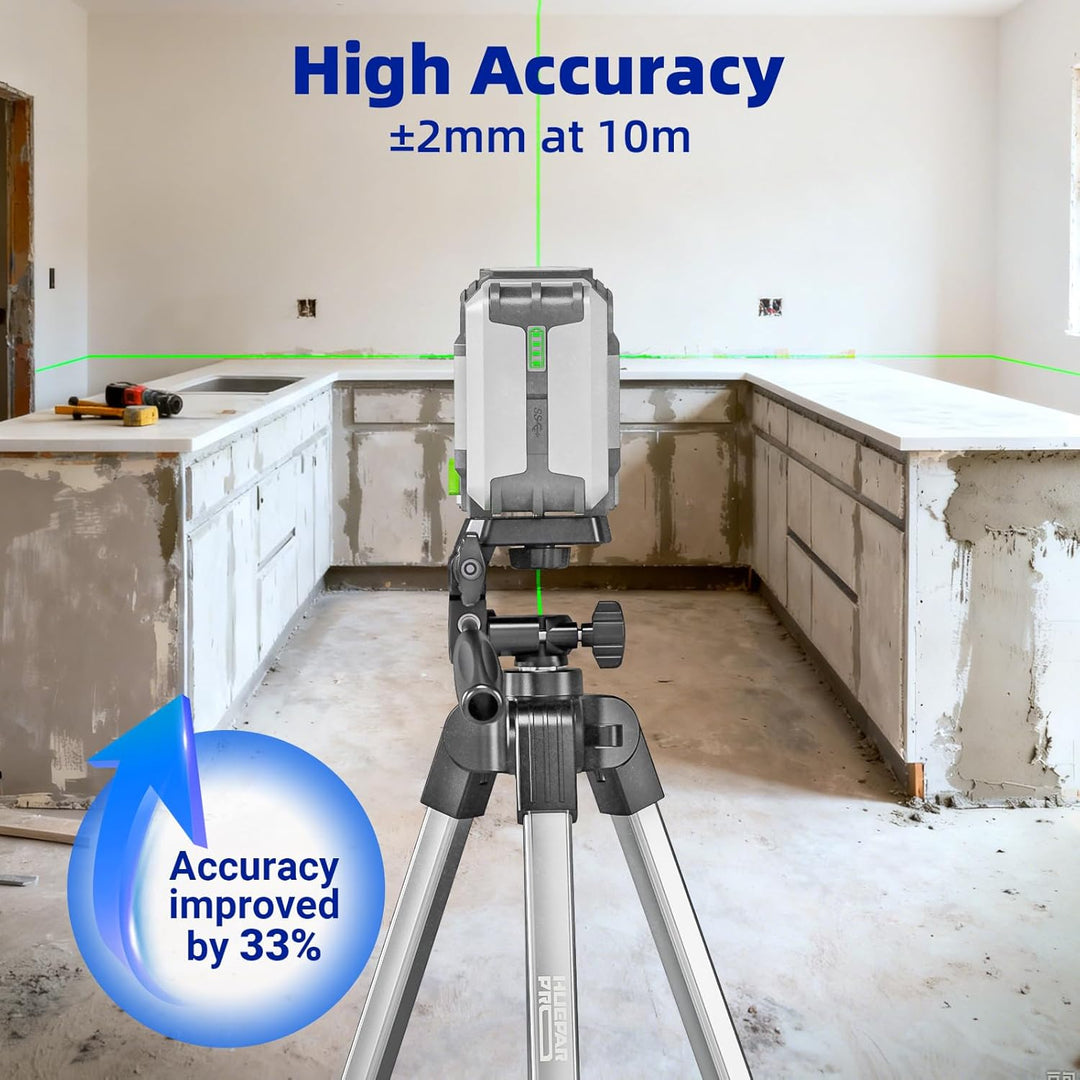 Huepar Pro Nivellierger mit 140 cm Stativ, selbstnivellierend, wiederaufladbar Pulsmode, umschaltbar