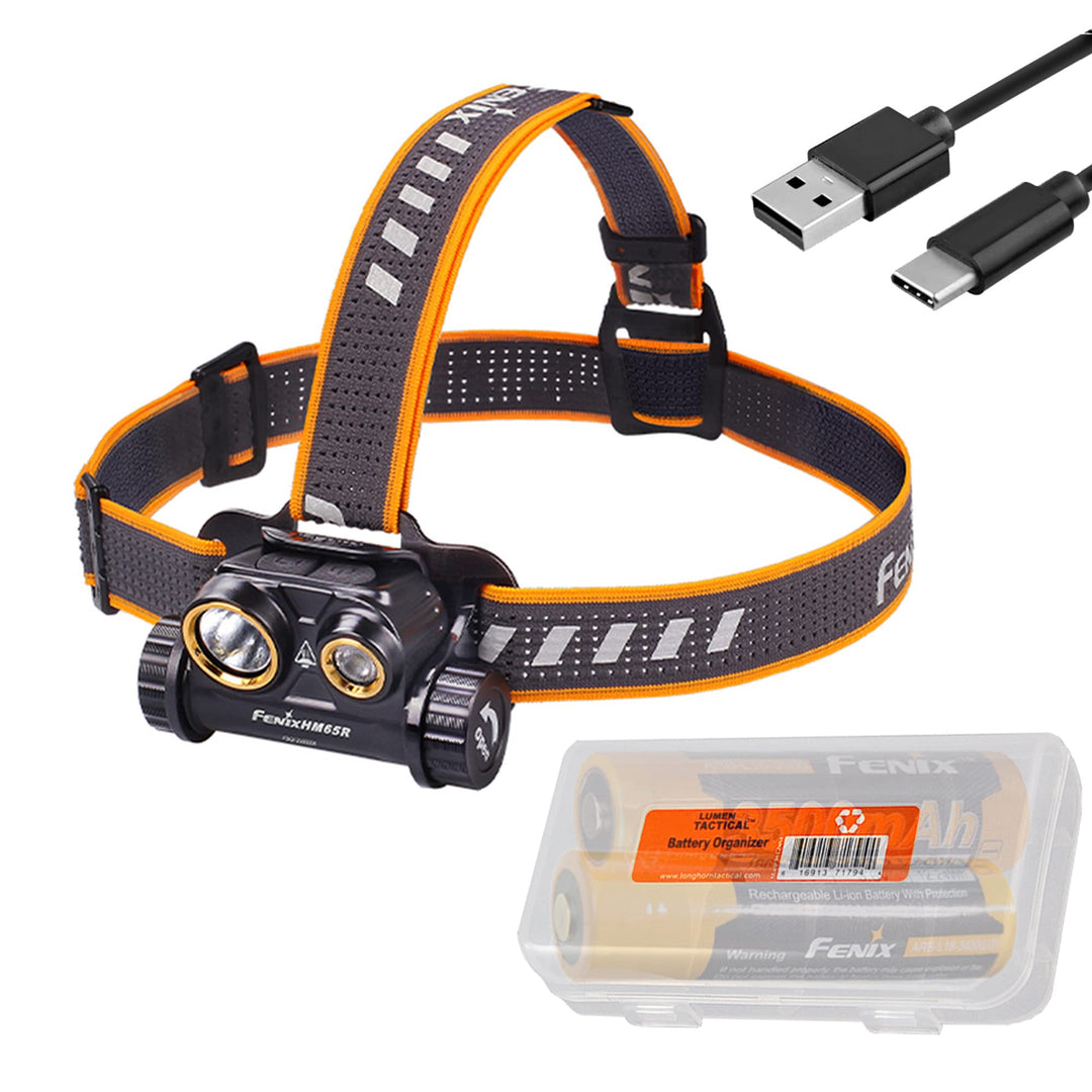 Fenix HM65R 1400 Lumen Dual Beam USB-C wiederaufladbare Stirnlampe mit 2 x 3500 mAh Batterien & Lume