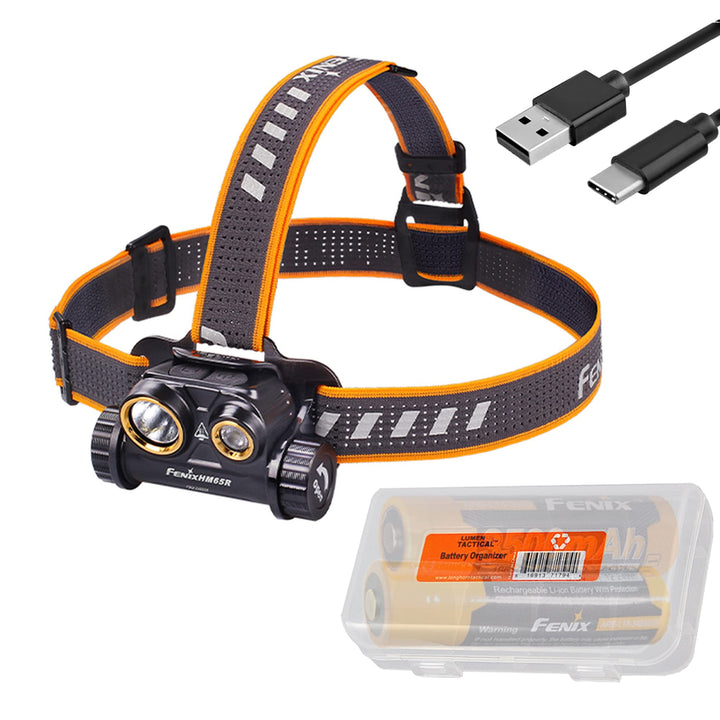 Fenix HM65R 1400 Lumen Dual Beam USB-C wiederaufladbare Stirnlampe mit 2 x 3500 mAh Batterien & Lume