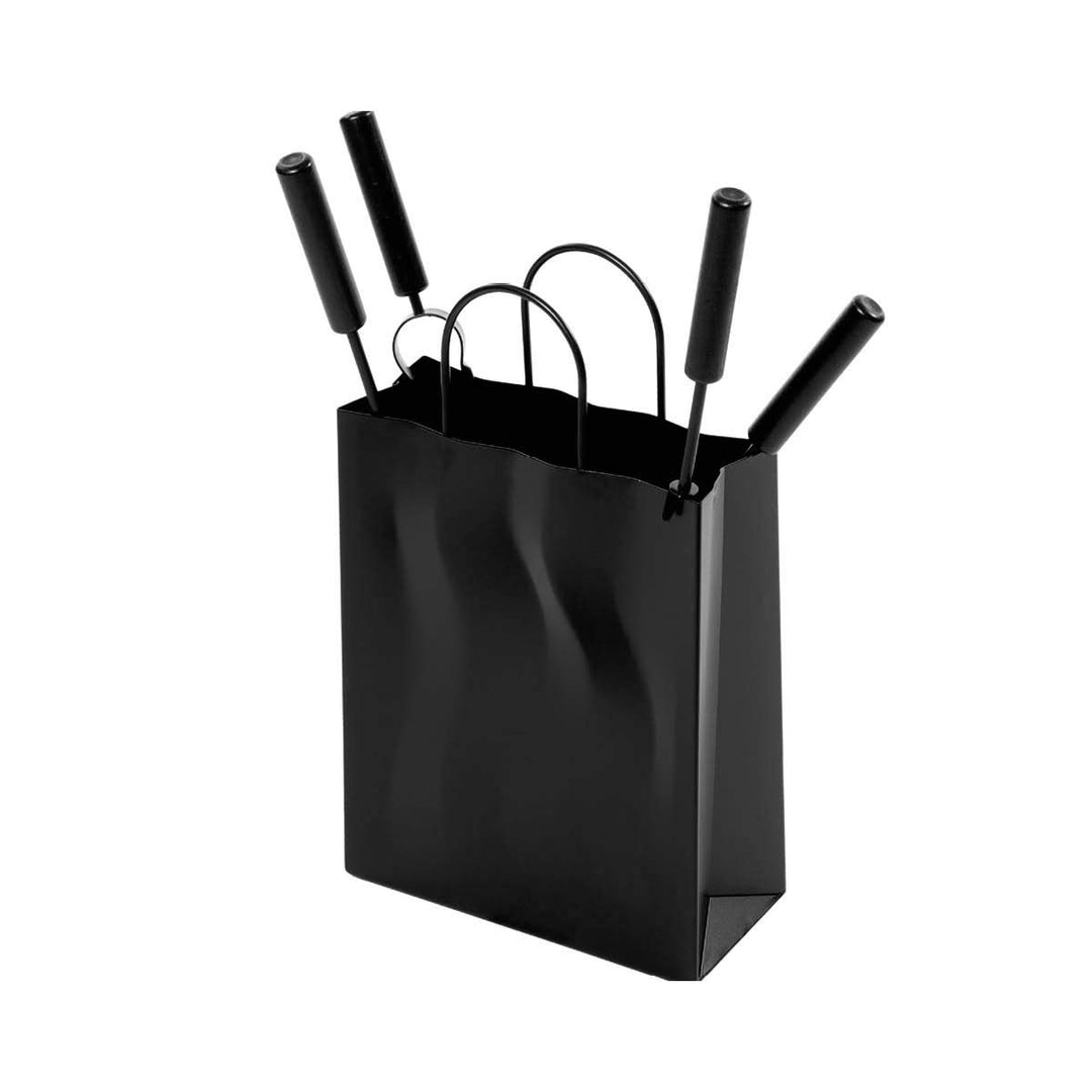 Kaminbesteck 3-tlg. "Tasche" Metall, schwarz beschichtet B/H/T 28/50/13 cm