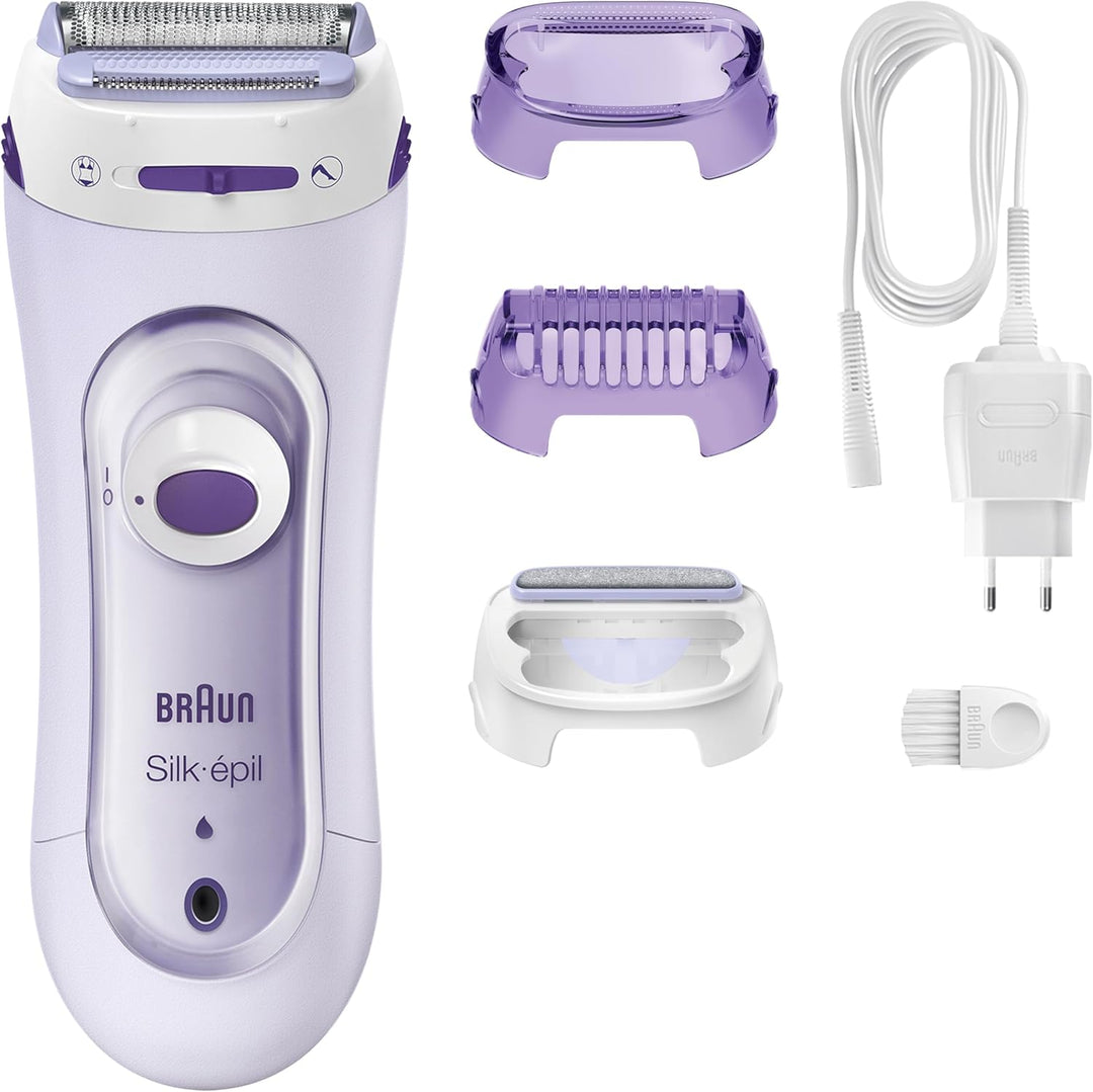Braun Silk-epil 5-560 3-In-1 Kabelloser Elektrischer Rasierer, Trimmer- und Peeling-System, lila