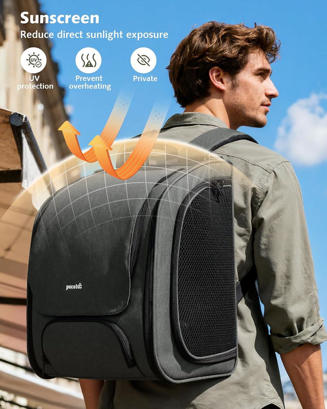 pecute Katzenrucksack Erweiterbar Bubble Haustier Rucksack mit Netzfenster, Tragbare und Faltbare Ka