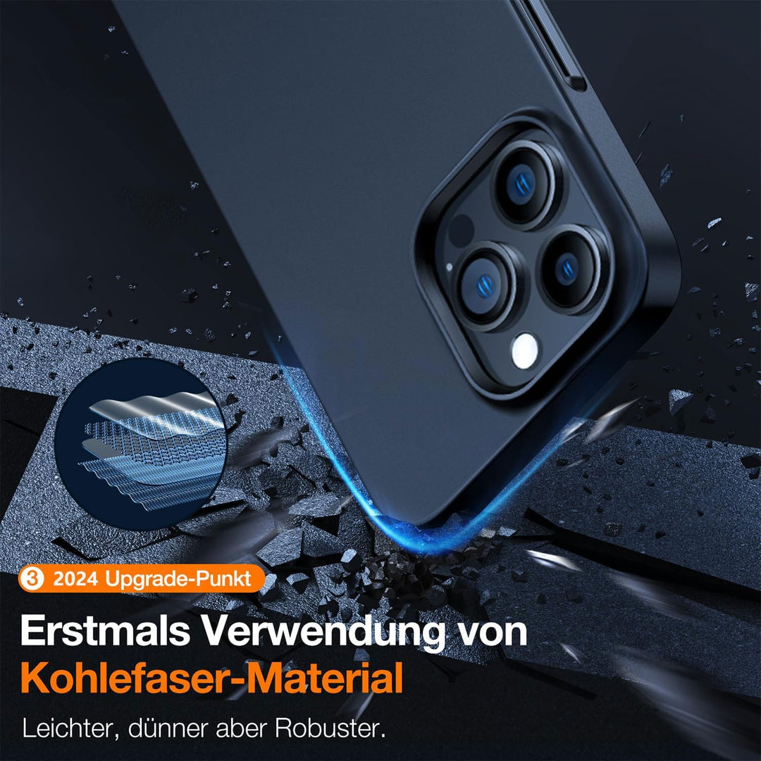 TORRAS Ultra Dünn für iPhone 14 Pro Hülle (mit 2 * 9H Schutzglas) Samtiger Griff (Nie Staub anhaften