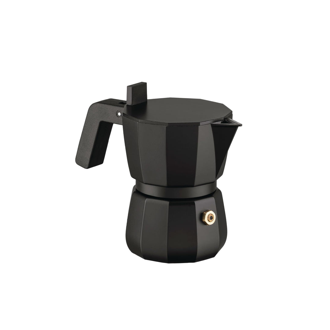 Alessi Moka DC06/1 B - Design Espressokocher aus Gussaluminium, Griff und Knopf aus PA, Schwarz, 1 T