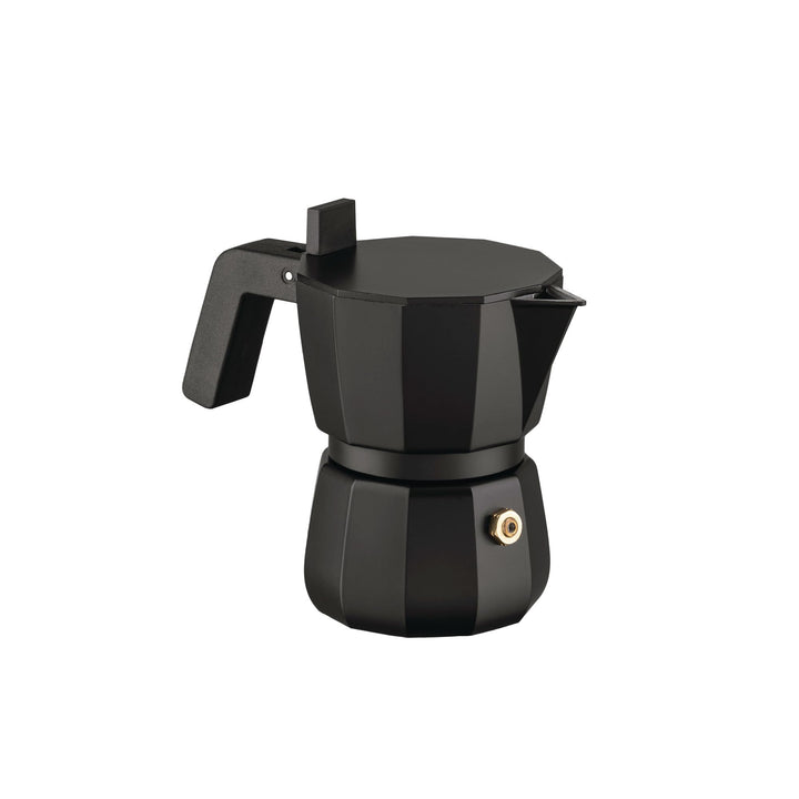 Alessi Moka DC06/1 B - Design Espressokocher aus Gussaluminium, Griff und Knopf aus PA, Schwarz, 1 T