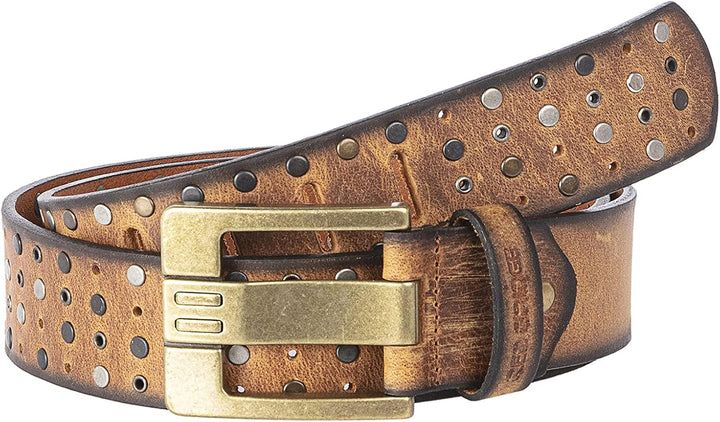 Ledergürtel Gürtel mit Nieten Robust und Langlebig 110 Tobacco, 110 Tobacco