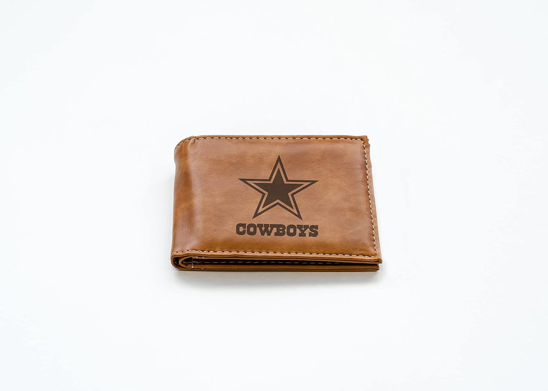 Rico Industries NFL Geldbörse mit Lasergravur, Braun Dallas Cowboys, Dallas Cowboys