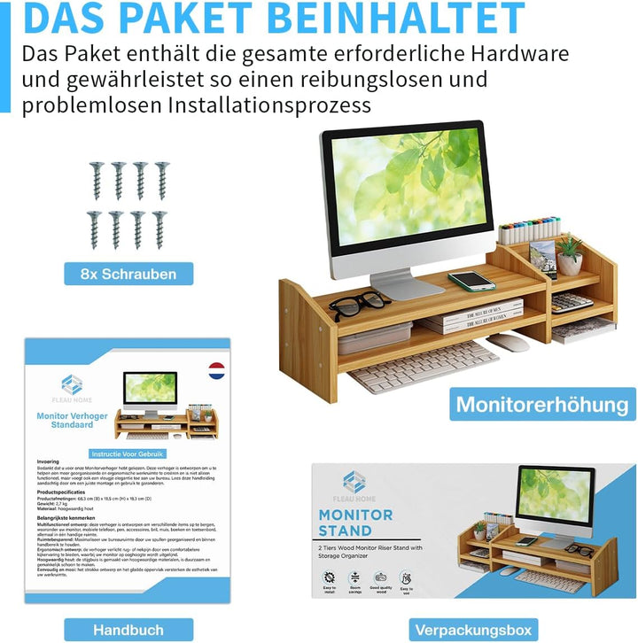 Fleau Monitorerhöhung – Laptopständer – Bildschirmerhöhung – Schreibtisch-Organizer – Bildschirmerhö