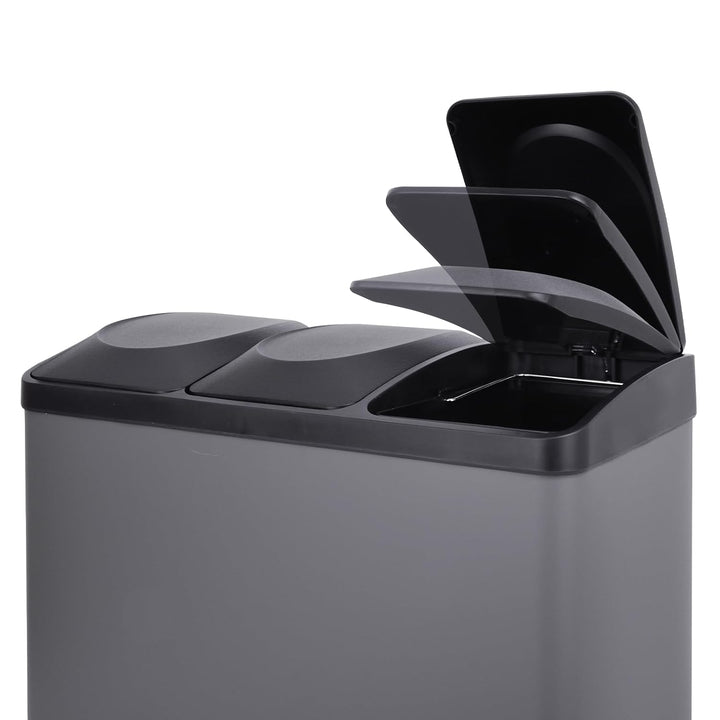 SVITA TC3X15 Treteimer 45 Liter Grau 3X 15L dreifach Abfalleimer 3er-Mülleimer Mülltrennung