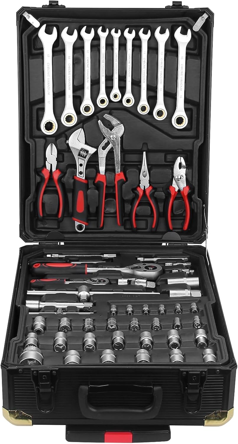 WALTER STAHL Werkzeugkoffer gefüllt 599 tlg | Werkzeugkasten | Aluminiumkoffer | Werkzeug Set | für