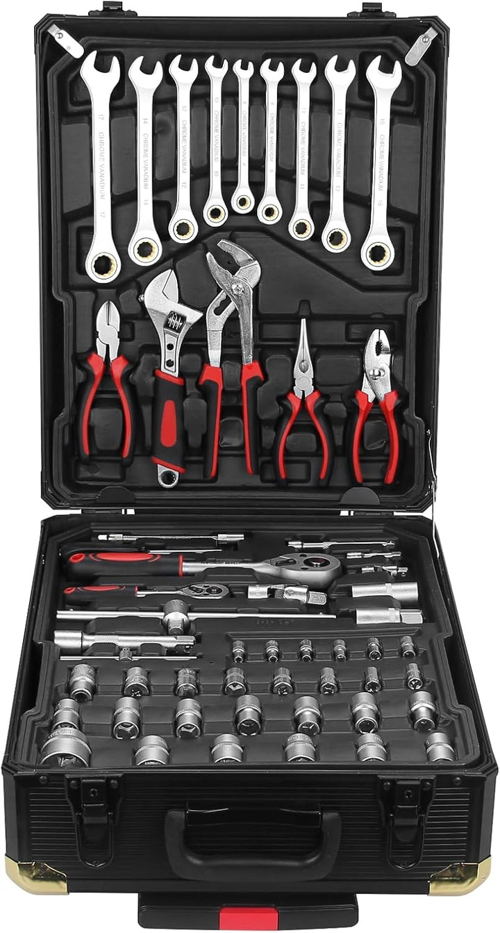 WALTER STAHL Werkzeugkoffer gefüllt 599 tlg | Werkzeugkasten | Aluminiumkoffer | Werkzeug Set | für