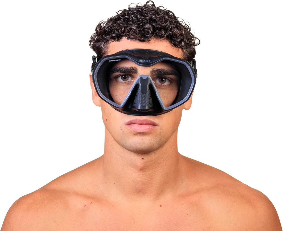 Seac Icona, rahmenlose Einglas-Tauchmaske, 100% Made in Italy schwarz/anthrazit, schwarz/anthrazit