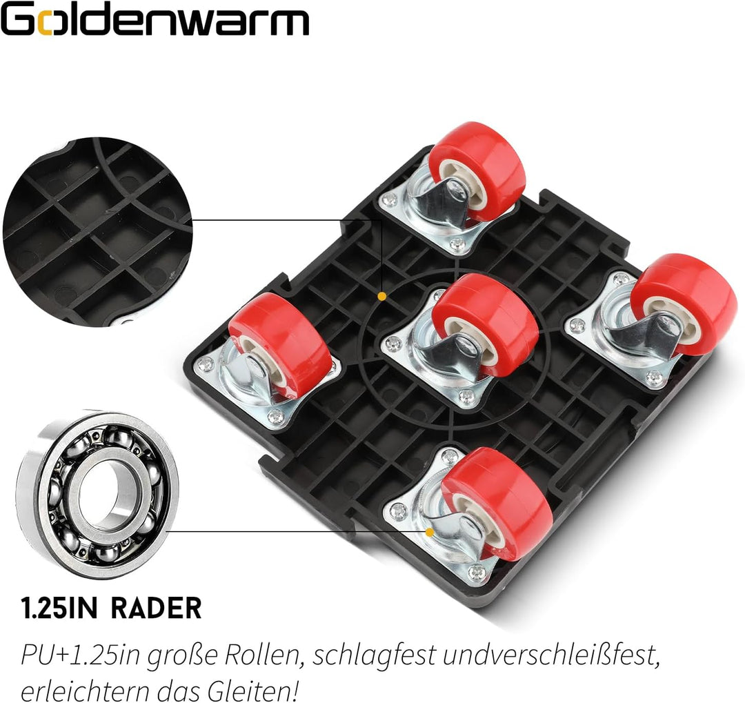 goldenwarm Möbelheber für schwere Möbel 4 Möbelroller mit 5 Stücke 360°Rotation Räder Large 800KG Be