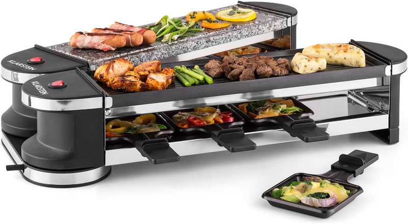 Klarstein Tenderloin Raclette - 1200 Watt Raclette Grill, Raclette 8 Personen mit Antihaftbeschichtu