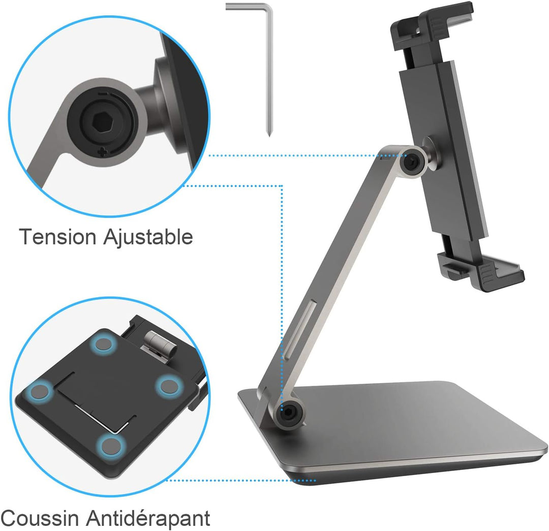 Tablet-Halterung, verstellbare Halterung aus Aluminium, hohe Festigkeit, 360 ° drehbar, geeignet für
