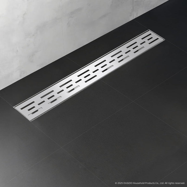 Duschrinne 60 cm 304 Edelstahl, Linearer Bodenablauf Komplettset Gitter – Gebürstet, Gitter – Gebürs