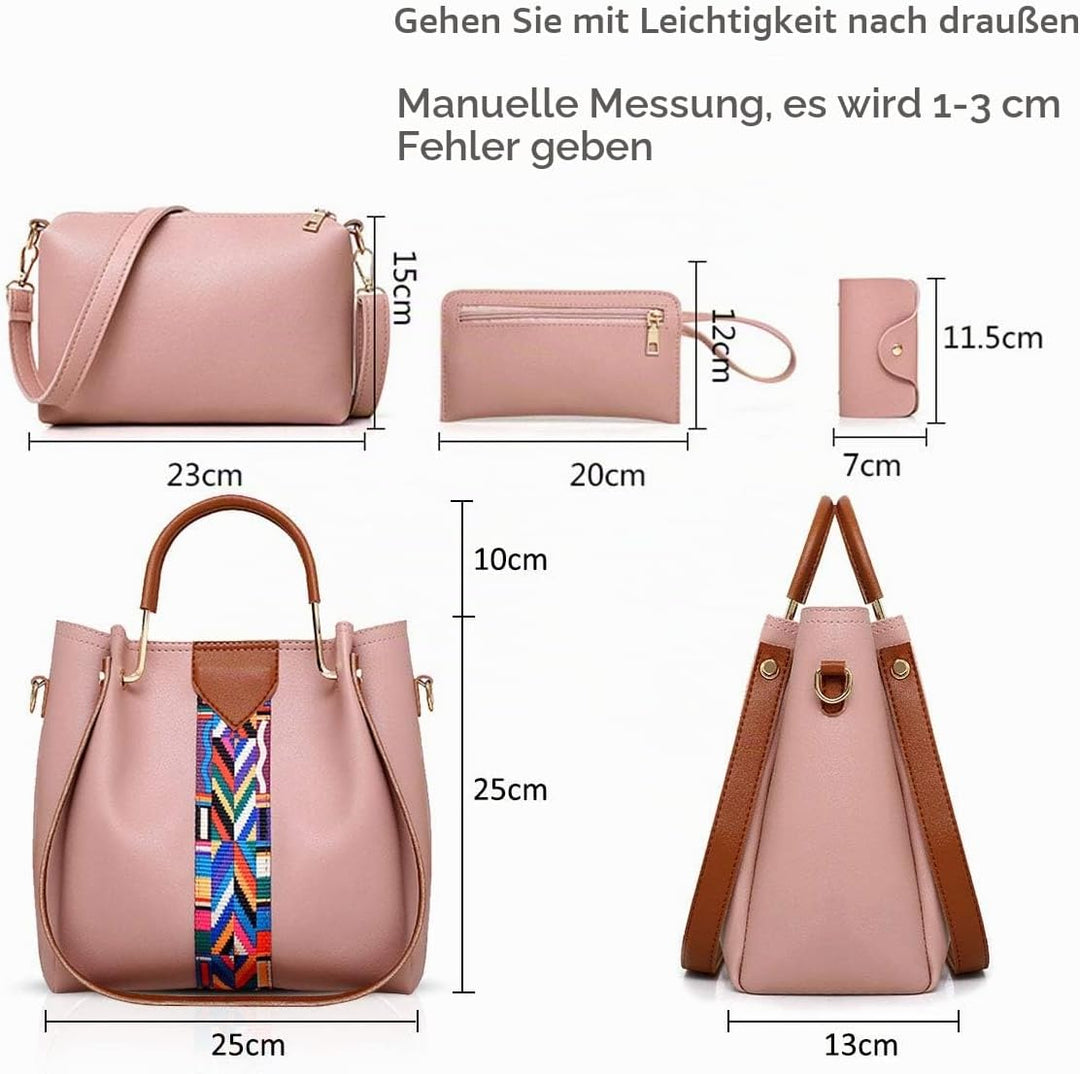 NICOLE &amp; DORIS Damen Handtaschen Umhängetaschen 4 Stück Handtaschen für Damen Top-Griffe Schultertas