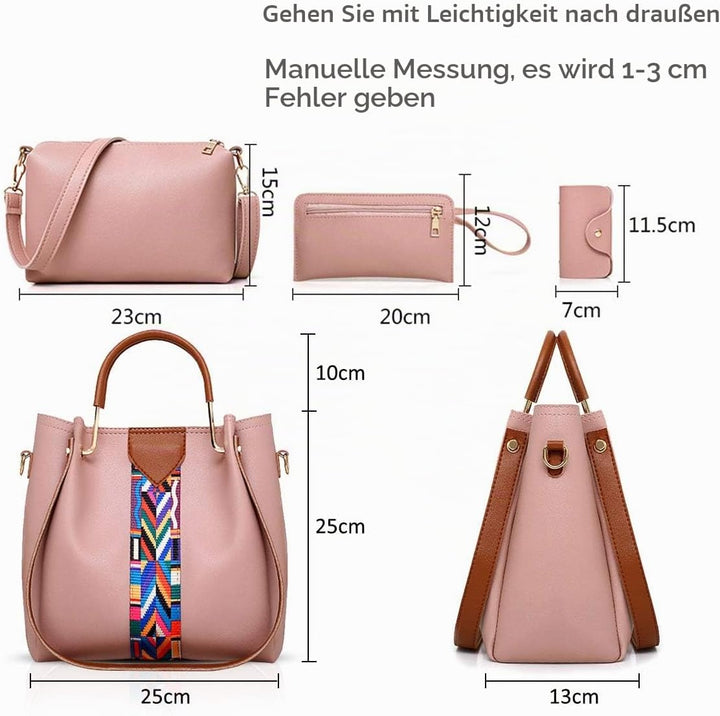 NICOLE &amp; DORIS Damen Handtaschen Umhängetaschen 4 Stück Handtaschen für Damen Top-Griffe Schultertas