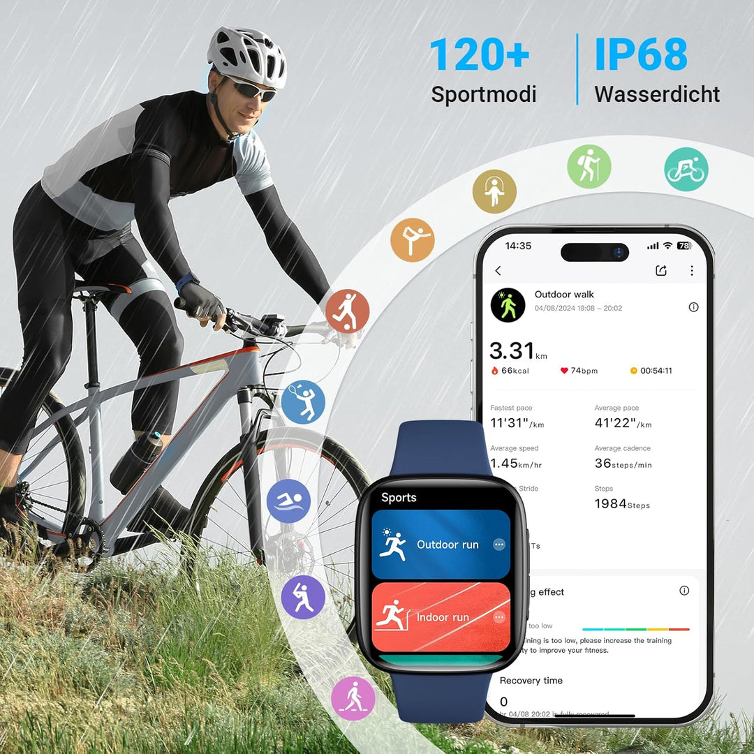 Smartwatch Damen, AMOLED 1,85" Smart Watch für iPhone/Samsung/Android(Telefonfunktion), Fitness Trac